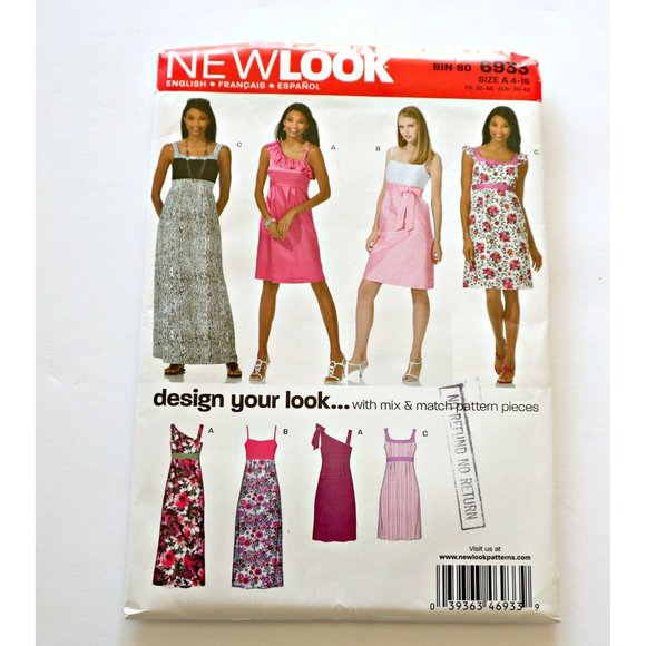 New Look 6933 Sewing Pattern Dress 6 Styles Uncut Size  4 6 8 10 12 14 16 - Picture 1 of 3